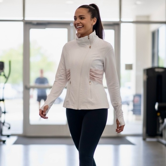 Zella Activewear Jacket Athleisure Streetwear Yoga Hiking Gym Top White Pink M - Picture 9 of 10